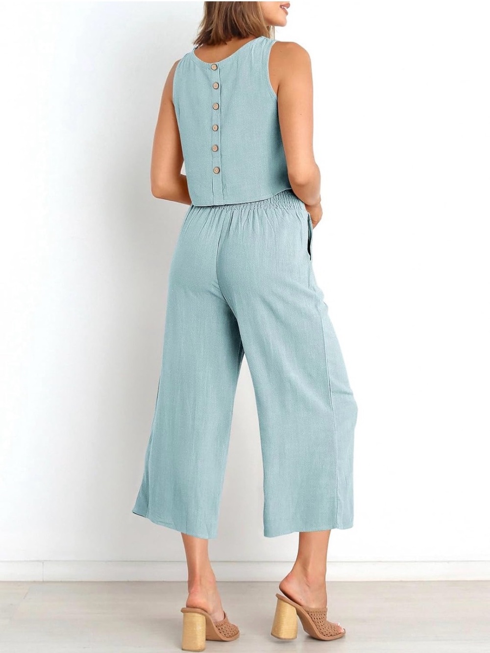 ANRABESS Women's Summer 2 Piece Set Linen - Picture 2 of 8